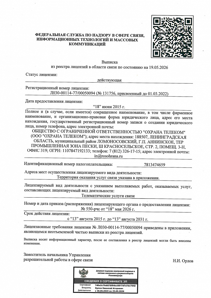 Лицензия на телематические услуги связи